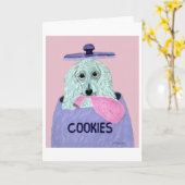 Carte Voleur de biscuits caniche  (Fleur jaune)
