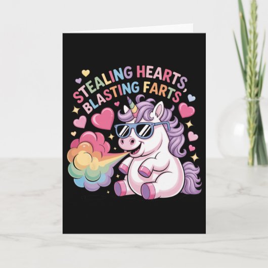 Carte Voleur de cœurs pets explosifs licorne de la Saint (Devant)
