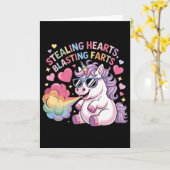 Carte Voleur de cœurs pets explosifs licorne Saint-Valen (Fleur jaune)