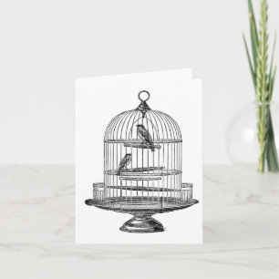 Carte Volière vintage avec oiseaux...carte pour notes