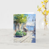 Carte Volkswagen Vert En Aquarelles (Fleur jaune)