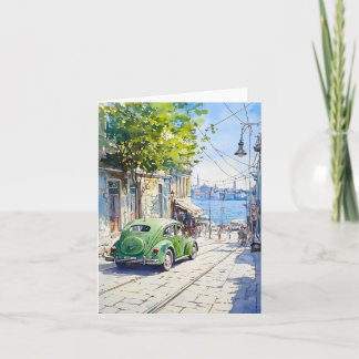 Carte Volkswagen Vert En Aquarelles