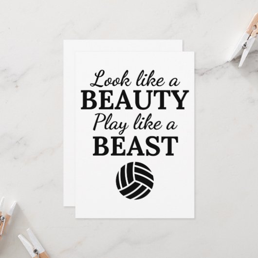 Carte Volleyball : On dirait un jeu de beauté comme une  (Devant/Arrière en situation)