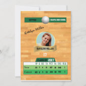 Carte Volleyball W/ Statistiques Invitations Grad  (Devant)