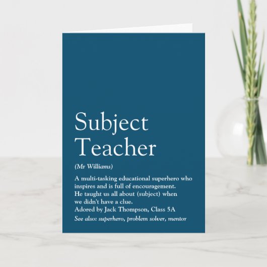 Carte Votre Définition De Professeur Typographique Amusa (Devant)