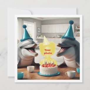 Carte Votre enfant avec dauphins fête d'anniversaire, da