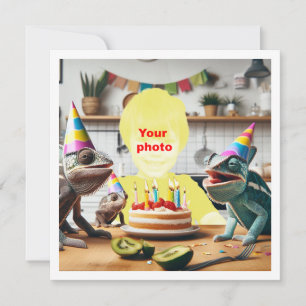 Carte Votre enfant avec des caméléons, anniversaire de l