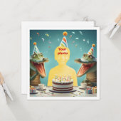 Carte Votre enfant avec des crocodiles, fête d'anniversa (Devant/Arrière en situation)