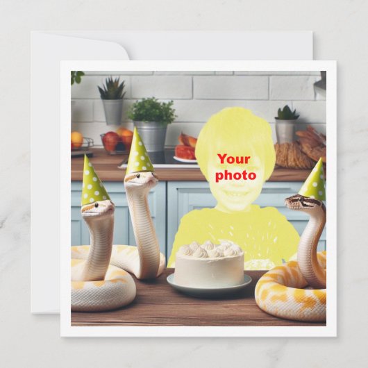 Carte Votre enfant avec des serpents, anniversaire serpe (Devant)