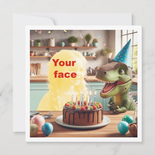 Carte Votre enfant avec dinosaure, anniversaire dinosaur (Devant)