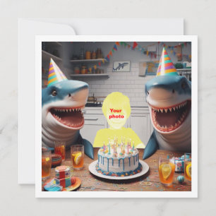 Carte Votre enfant avec fête d'anniversaire de requins, 