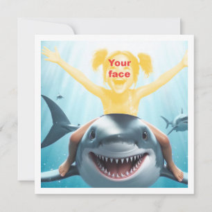 Carte Votre enfant chevauchant un bébé requin, un grand