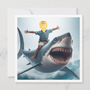 Carte Votre enfant chevauchant un grand requin blanc, re