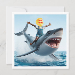 Carte Votre enfant chevauchant un grand requin blanc, re