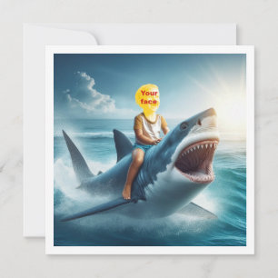 Carte Votre enfant chevauchant un requin, mettez mon vis