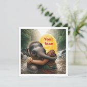 Carte Votre enfant en train d'enlacer un éléphant, ajout (Debout devant)