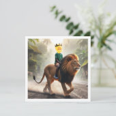 Carte Votre enfant montant un lion, mettez mon visage su (Debout devant)