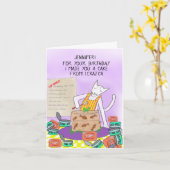 Carte Votre joyeux anniversaire du chat Personnalisé (Fleur jaune)