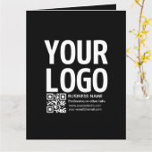 Carte Votre logo avec code QR et texte modifiables (Fleur jaune)
