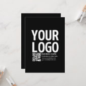 Carte Votre logo avec code QR et texte modifiables (Devant/Arrière en situation)