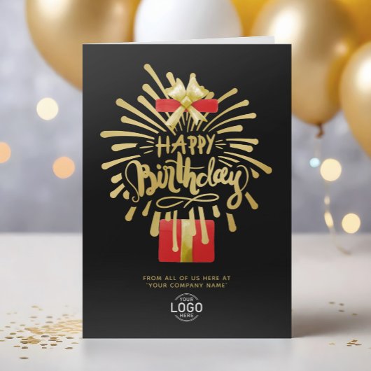 Carte Votre logo Red Gold Fireworks Black Group Annivers