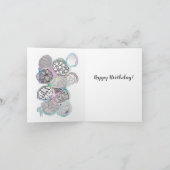 Carte Votre nom, art doodle abstrait, rose et bleu (Intérieur)