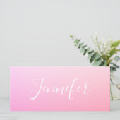 Carte Votre nom ou mot | Ombre rose (Debout devant)