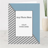 Carte Votre photo dans une Fête des pères bleue et gris (Devant)