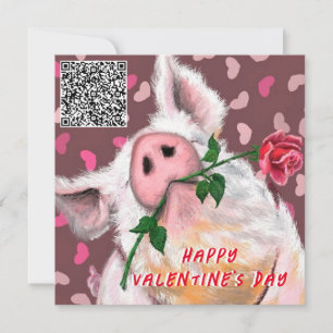 Carte Votre QR Code Wish Valentine's Day Card Pig Love