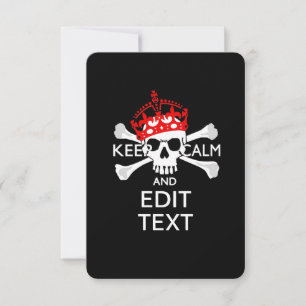 Carte Votre texte Gardez le calme Crossbones de couronne