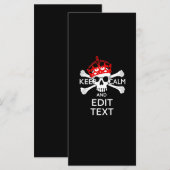 Carte Votre texte Gardez le calme Crossbones de couronne (Devant / Derrière)