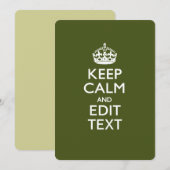 Carte Votre texte Gardez le calme sur la décoration vert (Devant / Derrière)