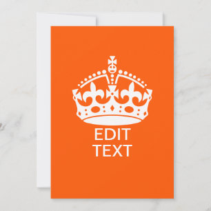 Carte Votre texte sur Garder calme Couronne orange