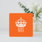 Carte Votre texte sur Garder calme Couronne orange (Debout devant)