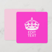 Carte Votre texte sur garder la couronne calme rose chau (Devant / Derrière)