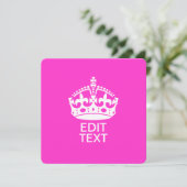 Carte Votre texte sur garder la couronne calme rose chau (Debout devant)