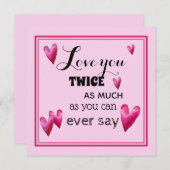 Carte Vous Aimez Deux Fois Plus - Coeurs (Devant / Derrière)