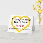 Carte Vous aimez plus que le tennis 💘 Valentine (Fleur jaune)