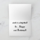 Carte Vous avez 21 ans, gros texte noir et blanc sur bla (Intérieur)