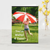 Carte Vous avez attendu 4 ans - Bonne année bondée Anniv (Fleur jaune)