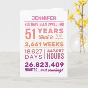 Carte Vous Avez Été Aimé 51 Ans, Nom Personnalisé Annive