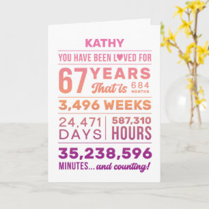 Carte Vous avez été aimé 67 ans, nom personnalisé annive