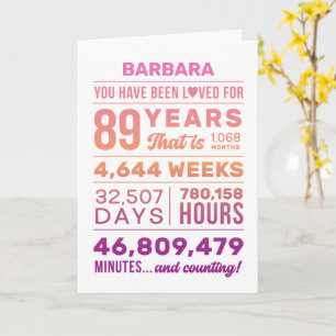 Carte Vous avez été aimé 89 ans, nom personnalisé annive