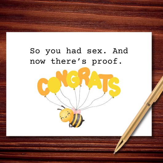 Carte "Vous Avez Eu Le Sexe" Funny Bébé Félicitations