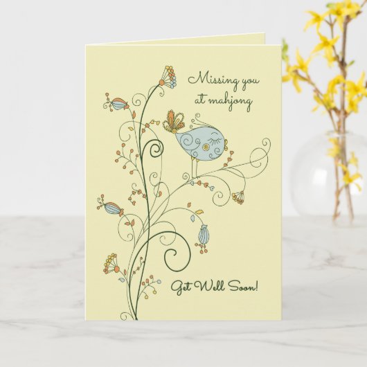 Carte Vous avez manqué à Mahjong-Get Well Bientôt (Fleur jaune)