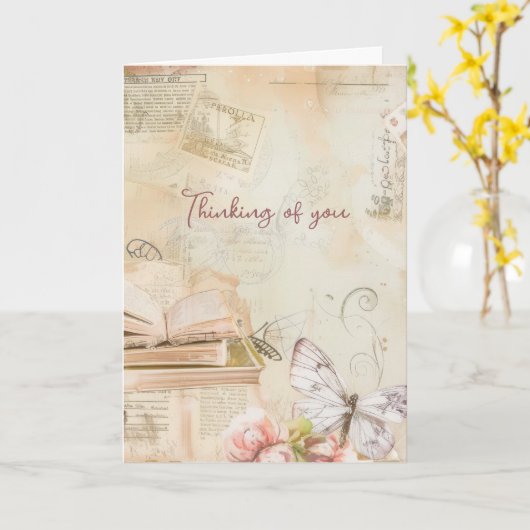 Carte Vous en pensant Rêveur Vintage  (Fleur jaune)