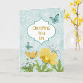 Carte Vous Encourageant Fleurs Bleues du Jardin (Fleur jaune)