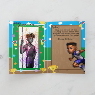 Carte Vous Êtes A-Maze Black Boys Track Star Anniversair