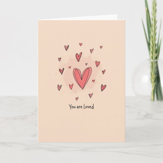 Carte Vous êtes aimé coeurs (Devant)