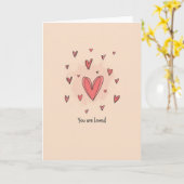 Carte Vous êtes aimé coeurs (Fleur jaune)